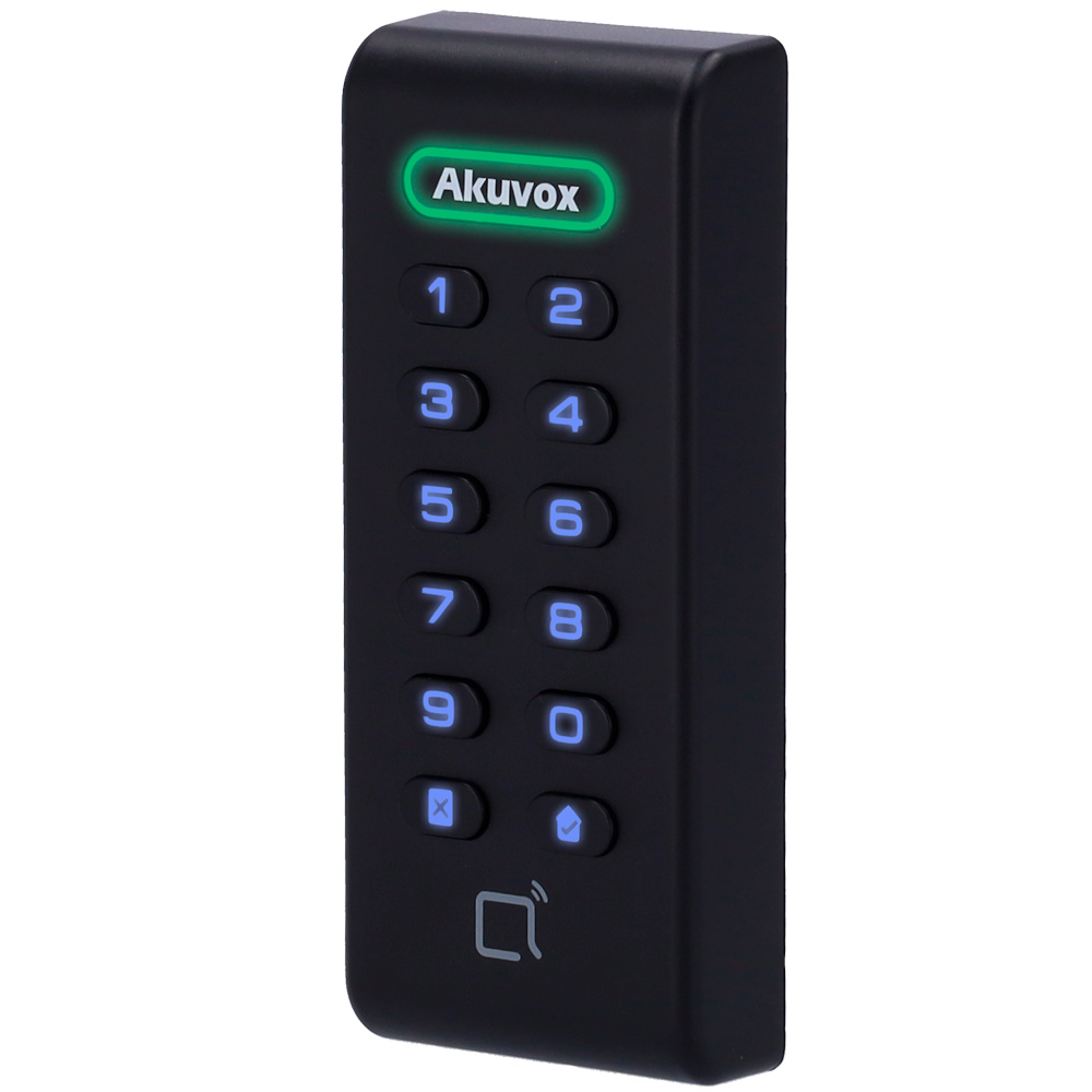 AK-ACR-CRP11 | AKUVOX Lector de acceso Akuvox AK-ACR-CRP11 con autenticación por tarjeta EM/MF y PIN. Compatible con Wiegand 26/34 y sistemas Akuvox o de terceros