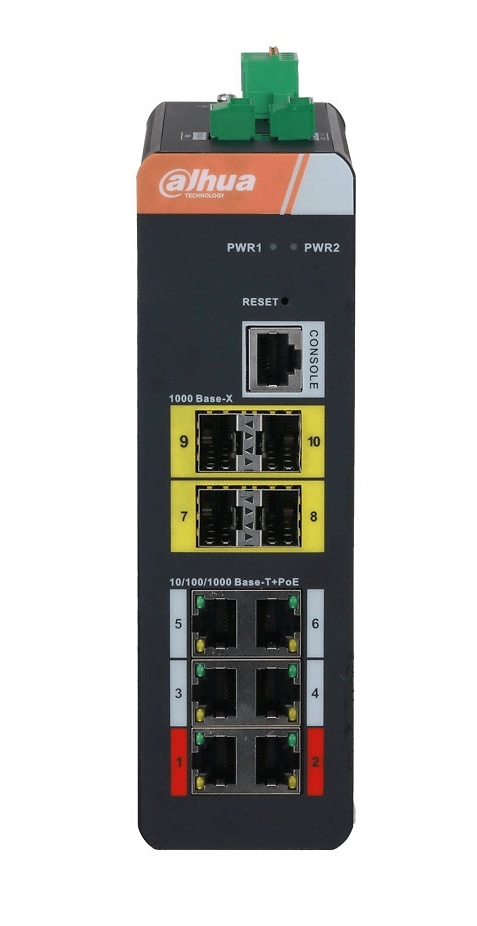 DH-IS4410-6GT-120 | DAHUA - Switch Industrial Gestionable (L2) de 6 puertos Gigabit Ethernet PoE | 4 puertos SFP Gigabit | Carril DIN 