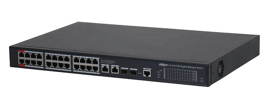 DH-S4228-24GT-360 | DAHUA Compra el Switch L2 Gestionable Dahua DH-S4228-24GT-360 para videovigilancia en nuestra tienda online. Este switch ofrece 24 puertos Gigabit Ethernet y soporte PoE+, garantizando una transmisión de datos rápida y eficiente. Equipado con funciones avanzadas de gestión como QoS, VLAN y seguridad de red, es ideal para optimizar la conectividad en sistemas de videovigilancia. Perfecto para entornos de seguridad en hogares y negocios, asegurando una red estable y segura Disponible en tu tienda online de Videovigilancia y Seguridad electrónica www.ipcenter.es