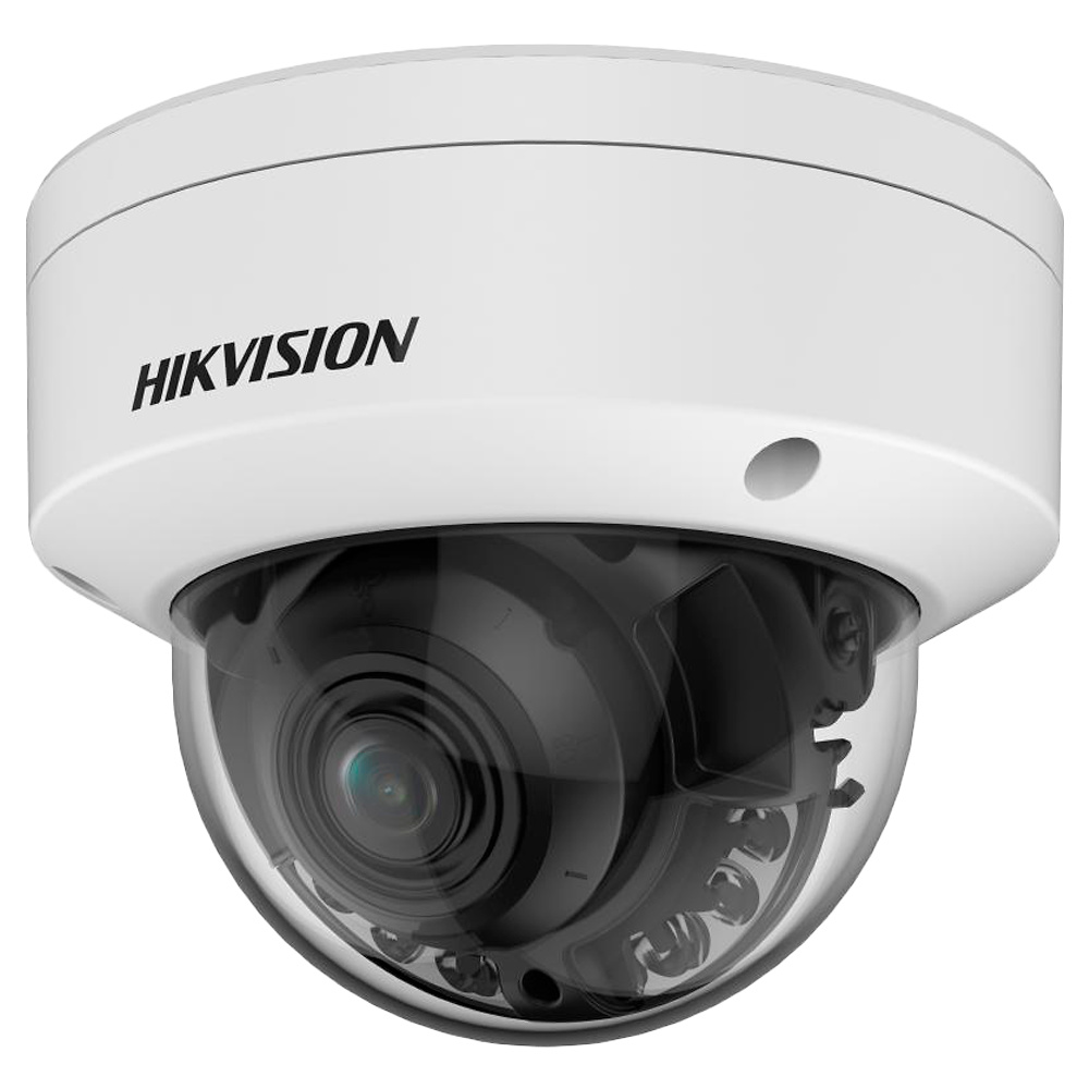 DS-2CD2767G2HT-LIZS(2.8-12mm)(eF) | HIKVISION La cámara domo IP DS-2CD2767G2HT-LIZS(2.8-12mm)(eF) de HIKVISION, de la Gama Pro, combina tecnología avanzada y eficiencia para máxima seguridad. Con resolución 6 Mpx, lente varifocal motorizada (2.8-12 mm) y luz híbrida IR de 40 m, ofrece imágenes nítidas incluso en total oscuridad. Su tecnología AcuSense reduce falsas alarmas al filtrar vehículos y personas, e integra funciones como detección facial, WDR 130 dB y 3D-DNR. Resistente con certificaciones IP67 e IK10, incluye ranura MicroSD (hasta 512 GB), audio y alarmas. Compatible con ONVIF y PoE, es perfecta para entornos exigentes con monitoreo ecoFriendly