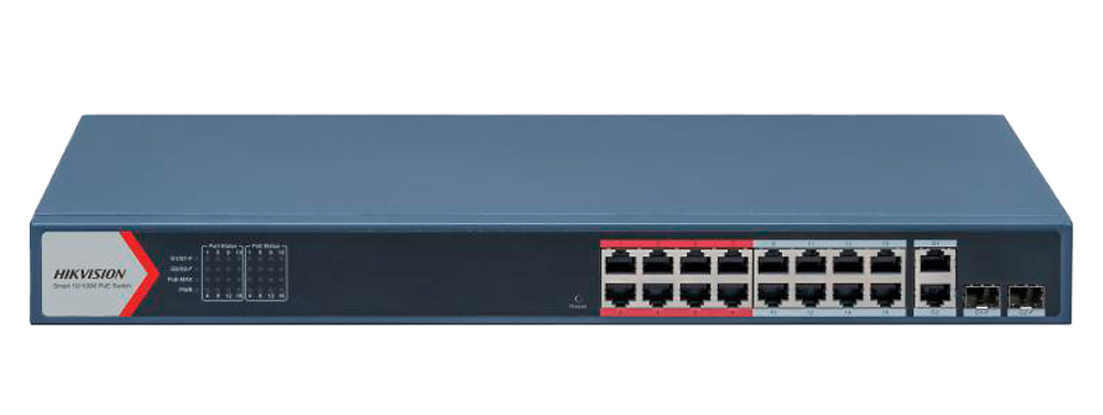 DS-3E1318P-EI | HIKVISION El switch PoE gestionable HIKVISION modelo DS-3E1318P-EI es una solución avanzada y confiable para sistemas de vigilancia, seguridad y control. Con 16 puertos RJ45 10/100 Mbps PoE y 2 puertos Gigabit combo RJ45/SFP, este switch soporta conexiones rápidas y eficientes, ideal para instalaciones de cámaras IP y otros dispositivos de seguridad. Sus puertos PoE+ ofrecen hasta 30W por puerto, con una potencia total de hasta 230W, y cuentan con la función PoE extendido de hasta 300 metros en los puertos 1~16, proporcionando flexibilidad para dispositivos lejanos. La gestión inteligente de PoE, incluyendo PoE Watchdog y Port Isolation, asegura un monitoreo constante y un rendimiento estable. Su diseño enrackable facilita la instalación en entornos profesionales de red