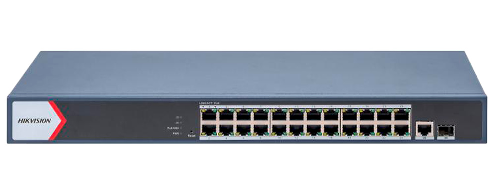 DS-3E1526P-EI/M | HIKVISION Optimiza tu red de seguridad con el Switch PoE gestionable HIKVISION DS-3E1526P-EI/M, diseñado para control y seguridad en instalaciones exigentes. Con 24 puertos RJ45 10/100/1000 Mbps PoE+ que ofrecen hasta 30W por puerto y alcance extendido de 300 metros, este switch permite una gestión eficiente y segura de dispositivos como cámaras IP y puntos de acceso. Cuenta con 1 puerto Gigabit RJ45 y 2 puertos Gigabit SFP para máxima conectividad, PoE Watchdog para supervisión continua y port isolation para mayor seguridad. Con potencia total de 230W y enrackable, este switch garantiza un rendimiento superior y fácil administración de red en entornos críticos