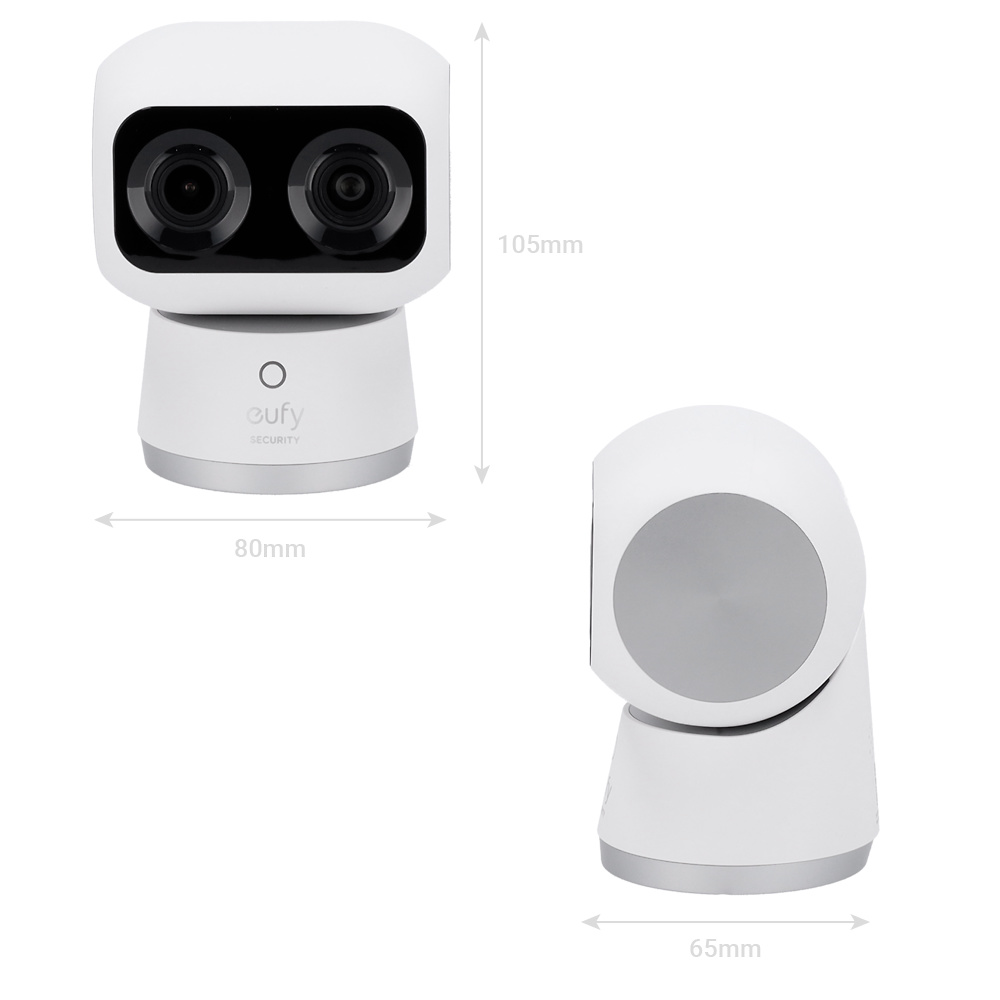 EUFY-INDOORCAM-S350 | EUFY - Cámara motorizada Wifi para Videovigilancia | 4K (3840 x 2160) | Ángulo de visión 125° | Audio bidireccional (micrófono y altavoz integrados) 