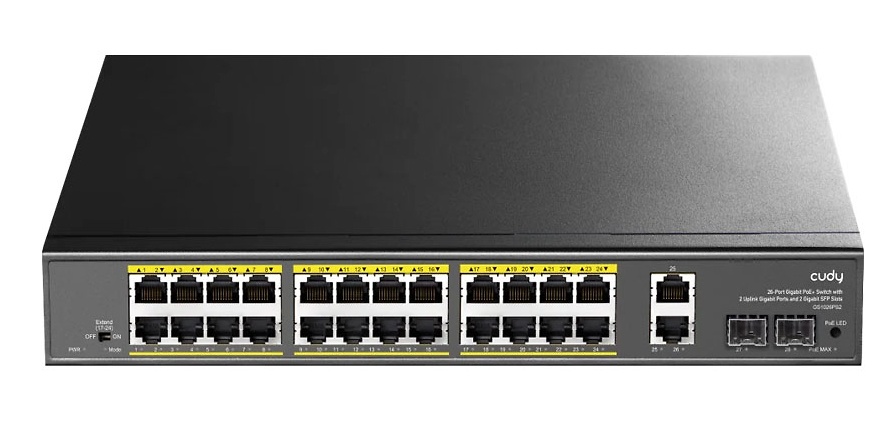 GS1026PS2 | CUDY - Switch PoE+ de 24 puertos Gigabit | 2 puertos Uplink RJ45 Gigabit | 2 puertos SFP Gigabit 