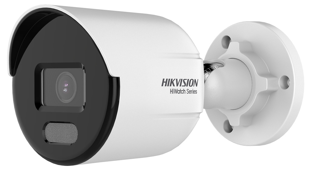 HWI-B149HA | hikvision La HWI-B149HA es una cámara Bullet IP de 4 Mpx con ColorVu para imágenes a todo color 24H, Smart Light de 30 m, detección de movimiento 2.0, óptica fija 2.8 mm, WDR 120 dB, IP67 y PoE