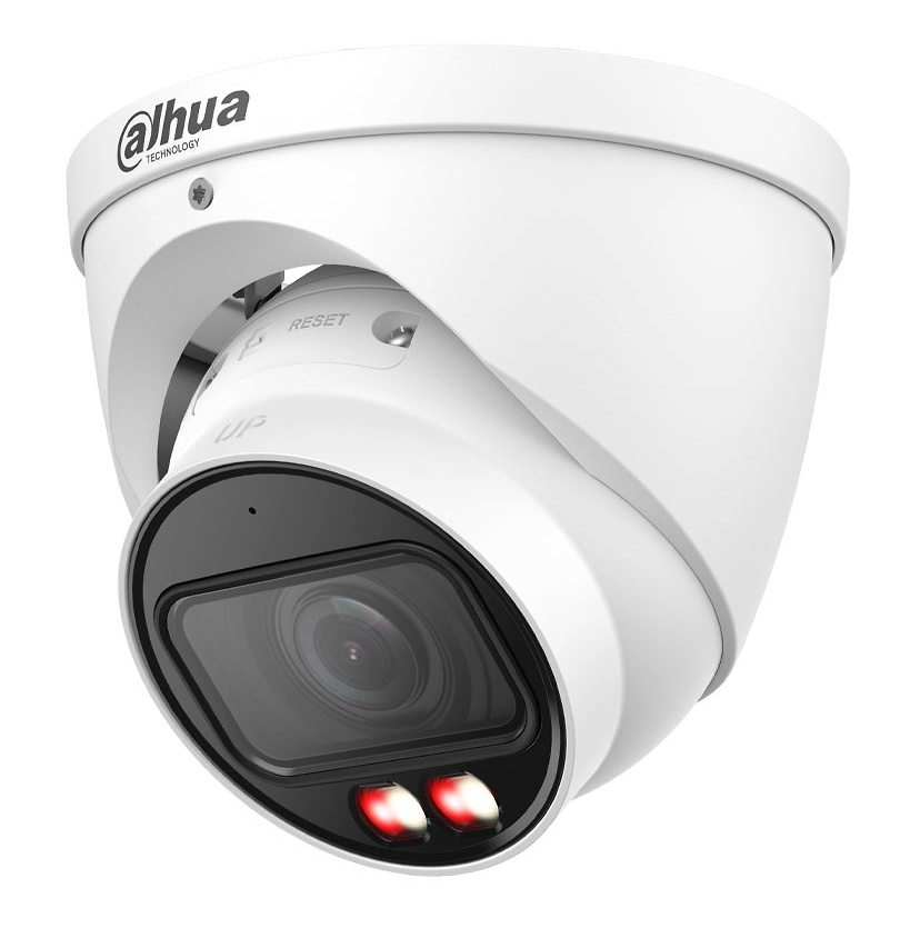 DAHUA WIZSENSE Domo IP Dahua de 2Mpx con Smart Dual Light 40m, óptica motorizada y IA avanzada. IP67, PoE, WDR 120dB y micrófono integrado