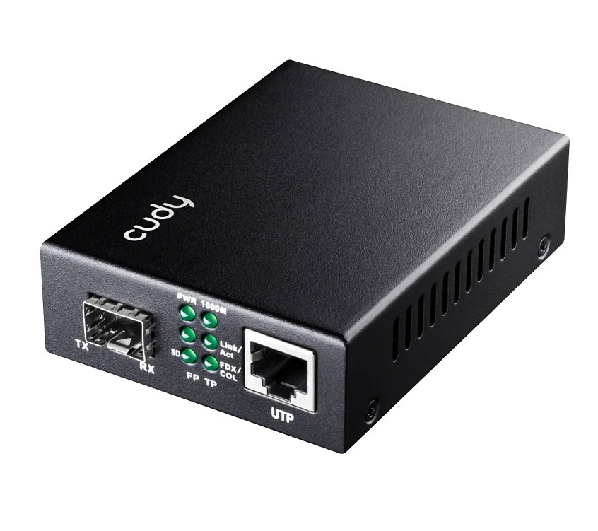 MC220 | CUDY Compra el convertidor de medios Cudy MC220 para videovigilancia en nuestra tienda online. Este convertidor de medios convierte señales de fibra óptica a Ethernet, ofreciendo una transmisión de datos rápida y estable. Con soporte para redes Gigabit y diseño compacto, es ideal para extender la conectividad en sistemas de videovigilancia. Compatible con una amplia gama de dispositivos y fácil de instalar, el Cudy MC220 mejora la eficiencia y seguridad de tu red Disponible en tu tienda online de Videovigilancia y Seguridad electrónica www.ipcenter.es