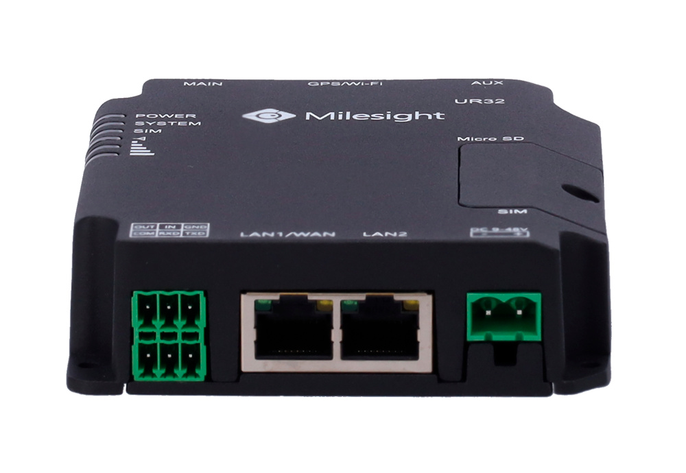 MS-UR32-L04EU-G | MILESIGHT - Router Industrial 4G GPS | 2 puertos Ethernet RJ45 10/100 | Doble ranura tarjeta SIM 4G/3G | Posicionamiento GPS 