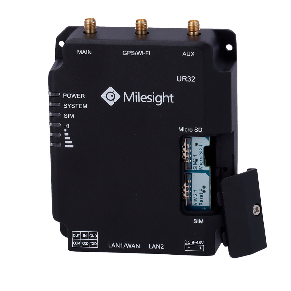 MS-UR32-L04EU-G | MILESIGHT - Router Industrial 4G GPS | 2 puertos Ethernet RJ45 10/100 | Doble ranura tarjeta SIM 4G/3G | Posicionamiento GPS 