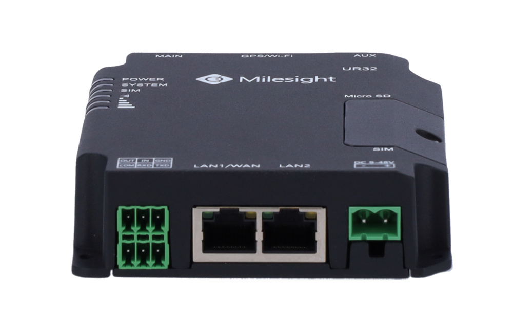 MS-UR32-L04EU-W-485 | MILESIGHT - Router Industrial 4G WiFi | 2 puertos Ethernet RJ45 10/100 | Puerto RS485 | Doble ranura tarjeta SIM 4G/3G | Wifi 