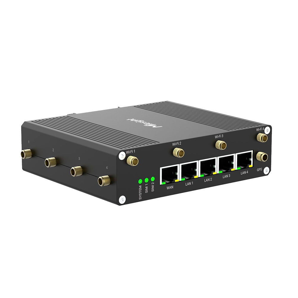 MS-UR75-504AE-P-W2 | MILESIGHT - Router Industrial 5G con WiFi, GPS y PoE | 5 puertos Ethernet RJ45 10/100/1000 (1xWAN+4xLAN) | Doble ranura tarjeta SIM 