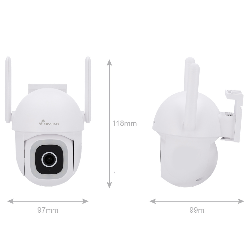 NVS-IPC-0S5-L-MINI | Nivian Smart Cámara Wifi | 3 Mpx | Lente 4 mm | Leds IR 10 metros | Autotracking | Micrófono y Altavoz integrados | Compatible TUYA Smart / Google / Alexa 