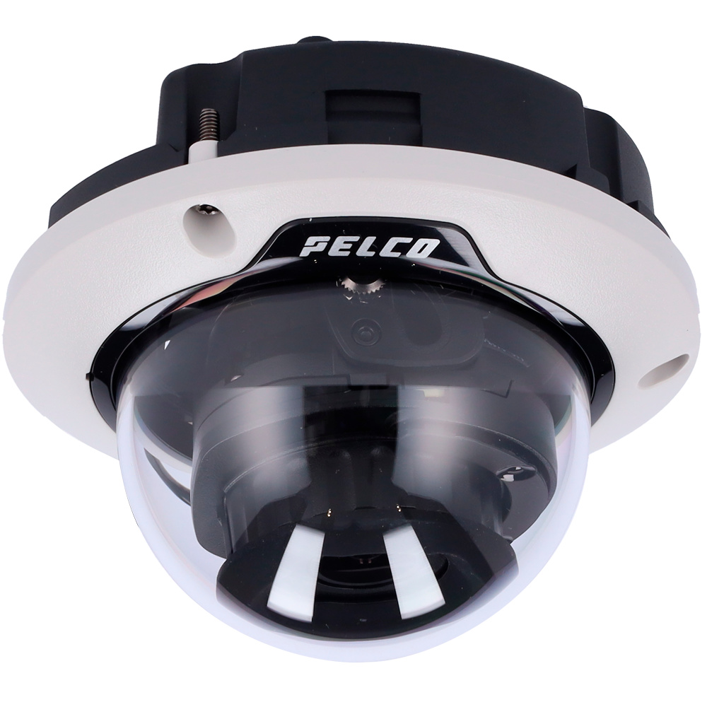 Domo de interior PELCO Cámara Pelco Sarix Pro 4 PL-SRXP4-2V10-IMD-IR con detección inteligente de cruce de línea y objetos, visión IR de 30 m, 2 Mpx y seguridad avanzada IP52