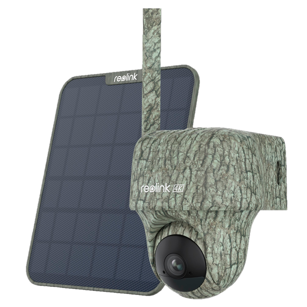 RL-GO-SERIES-G450-SOLARKIT-CAMO  |  Reolink  -  Camara a Batería 4K 4G Go Ranger PT G450 |  8 Mpx  |  Angulo de visión 110º | Leds IR 10 metros  |  Audio Bidireccional (micrófono y altavoz integrados)