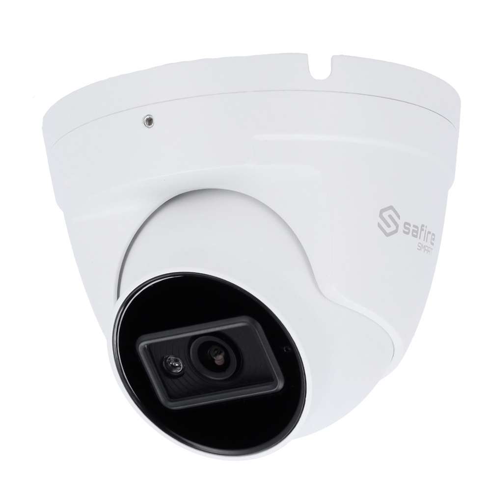 SF-IPT020A-4I1 | SAFIRE SMART La cámara domo IP SAFIRE SMART SF-IPT020A-4I1 de 4Mpx es perfecta para videovigilancia avanzada con inteligencia artificial, diseñada para la detección precisa de humanos y vehículos, incluyendo vehículos no motorizados. Con lente de 2.8 mm y LEDs IR de hasta 30 metros, ofrece imágenes nítidas incluso en 0 lux. Incorpora funciones de captura facial, conteo de personas y vehículos, metadatos de video, y compresión H.265+ para optimización de almacenamiento. Equipado con micrófono integrado, compatible con PoE y ONVIF, y con protección IP67, es ideal para exteriores y monitoreo desde web y dispositivos móviles