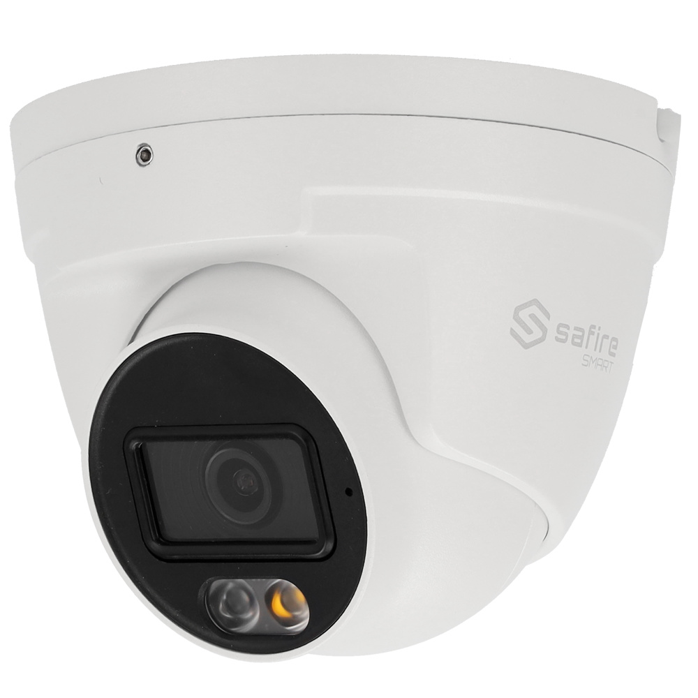 SF-IPT020A-6B1-DL   |  SAFIRE  SMART-  Cámara IP Domo  |  6 Mpx  |  Lente 2,8 mm  |  Leds IR 20 metros  |  Luz dual IR + Led blanco hasta 20 metros  |  Micrófono integrado