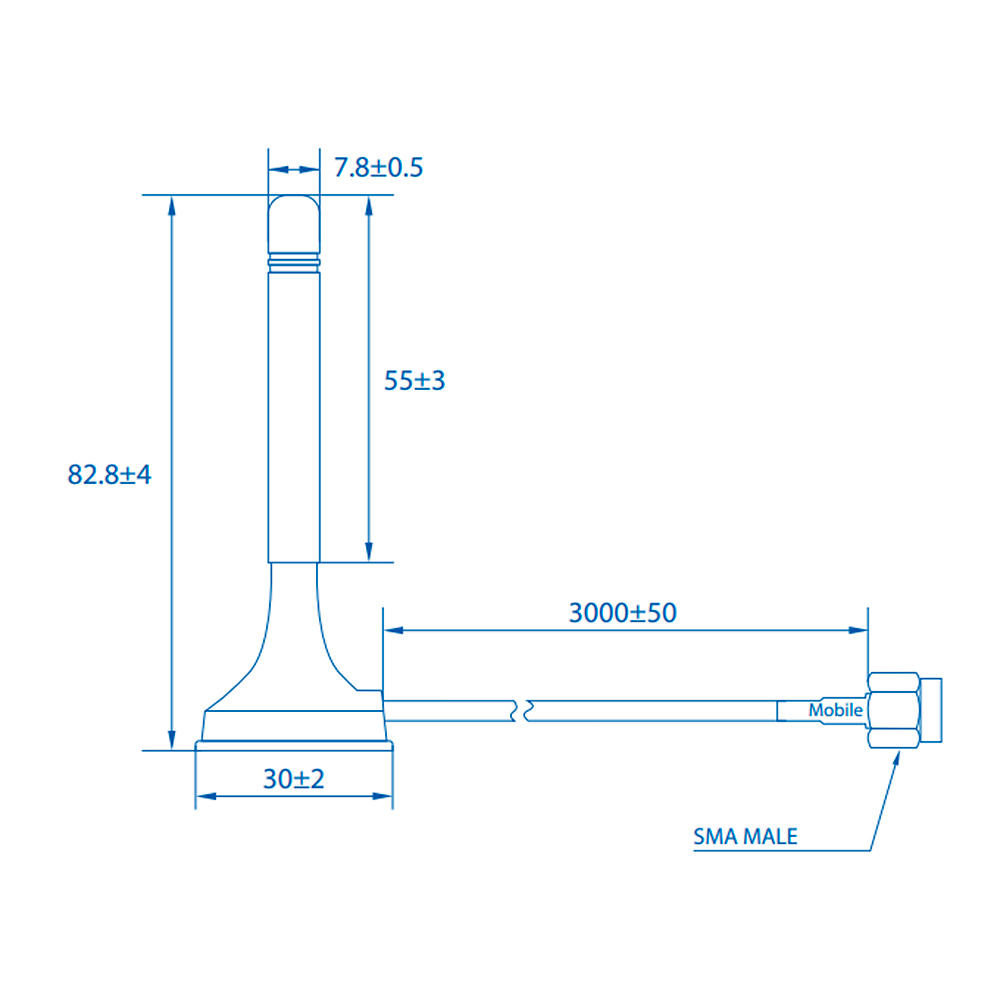 TK-PR1KS210 | TELTONIKA - Antena Magnética 4G | Frecuencia 699~868 y 1850~2690 MHz | Conectores SMA | Cable RG174 