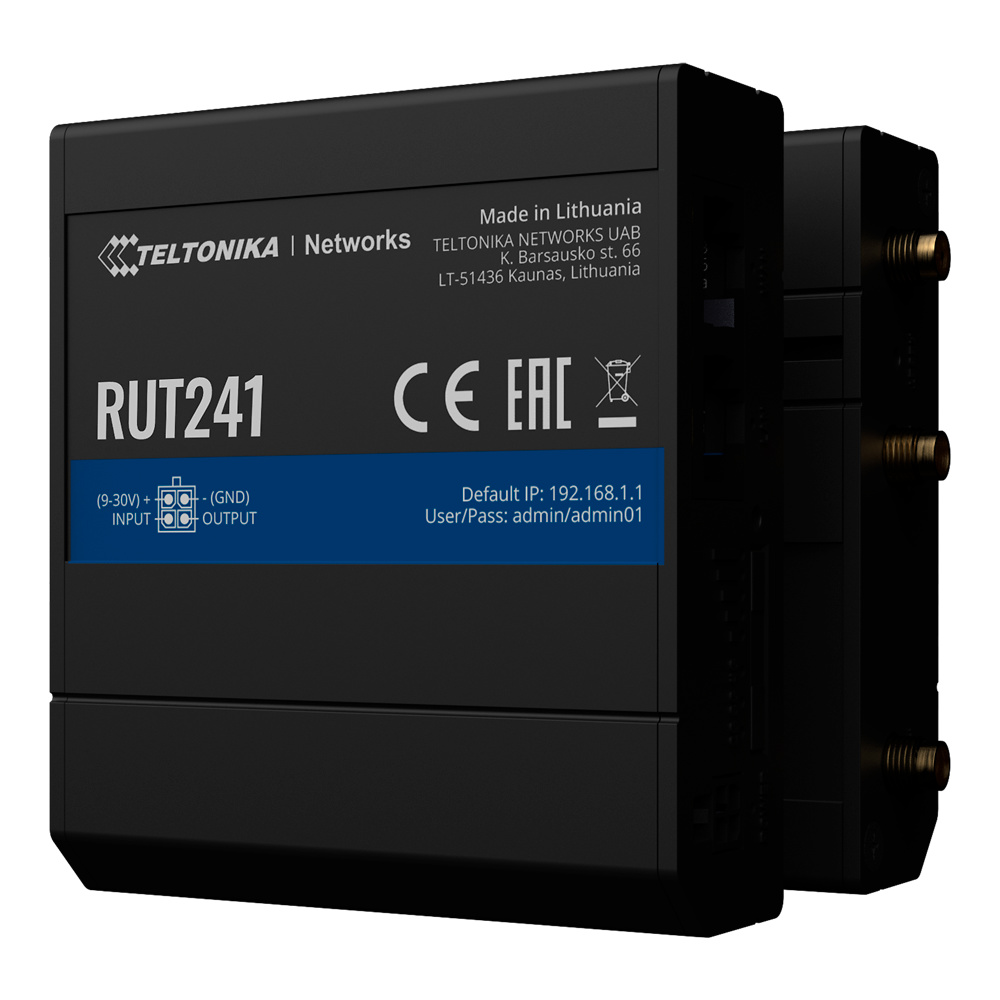 TK-RUT241 | TELTONIKA - Router 4G Industrial | 4G (LTE) Cat 4 hasta 150Mbps | Wi-Fi 802.11b/g/n 2.4GHz 