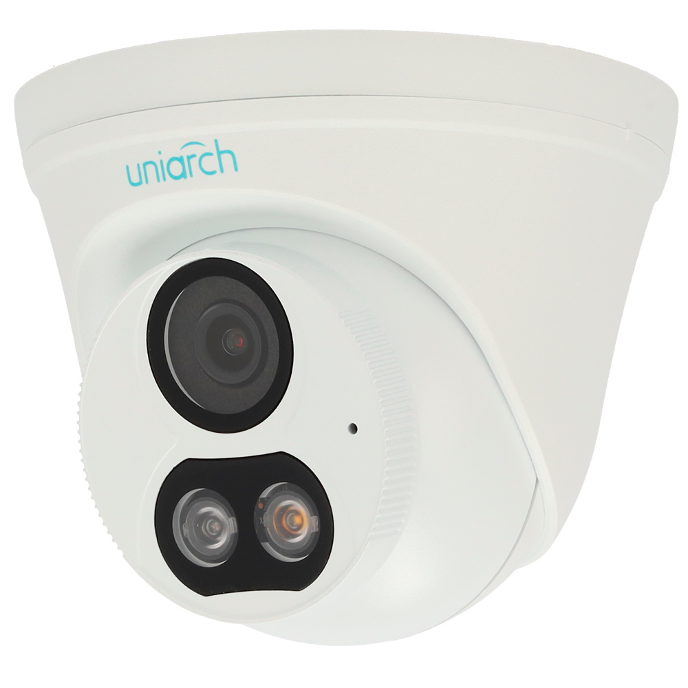 UV-IPC-T213-APF28W | UNIARCH - Cámara IP Domo | 3 Mpx | Lente 2.8 mm | Leds IR 30 metros | LED Blanco 15 metros 