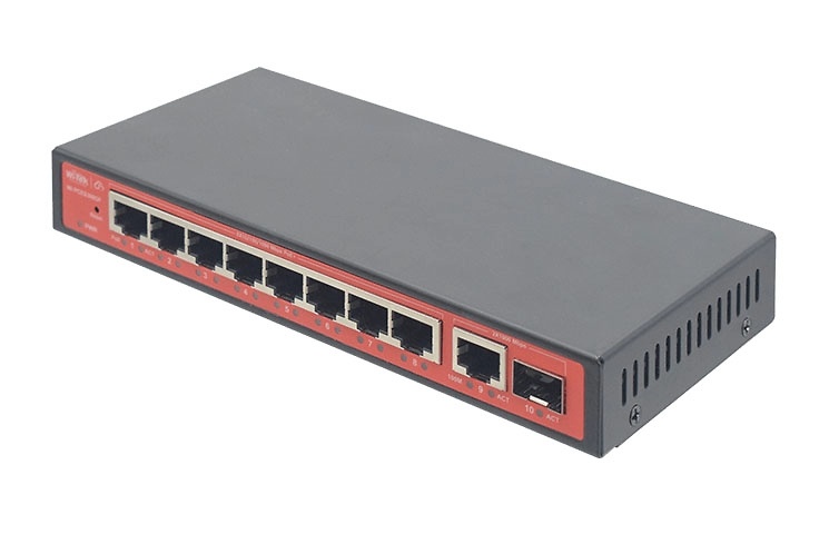 WI-PCES308GF | WI-TEK - Switch PoE gestionado en la nube de 10 puertos Gigabit | 1 Pto Up-Link | 1 Pto Up-Link SFP | 60W 