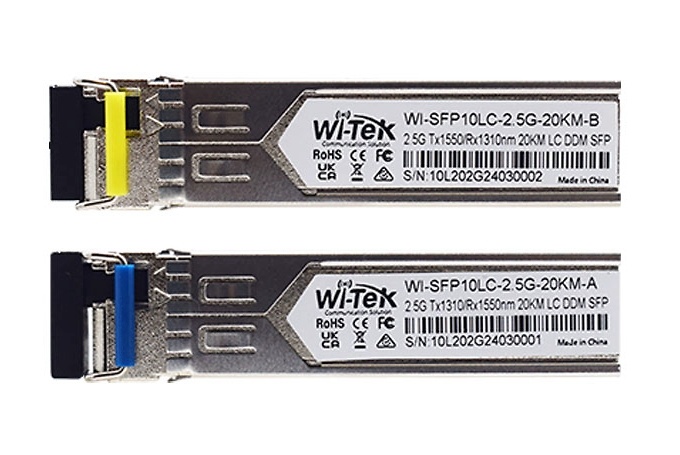 WI-SFP10LC-2.5G-20KM | WI-TEK Compra la pareja de módulos SFP WI-TEK WI-SFP10LC-2.5G-20KM en nuestra tienda online. Estos módulos de fibra óptica soportan velocidades de hasta 2.5G y ofrecen un alcance de transmisión de 20 km, ideales para mejorar la conectividad en redes de alta capacidad. Con conectores LC y compatibilidad con una amplia gama de dispositivos, garantizan una transmisión de datos eficiente y estable. Perfectos para aplicaciones de videovigilancia y redes empresariales Disponible en tu tienda online de Videovigilancia y Seguridad electrónica www.ipcenter.es