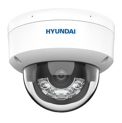 HYU-1112  |  HYUNDAI  -  Cámara domo IP  ColorView  |  8 Mpx  |  Lente  2,8mm  |  Smart Hybrid Light 30 metros  |  Micrófono integrado
